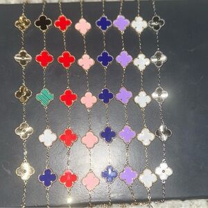 Elegant Multi-Color Clover Bracelet Set